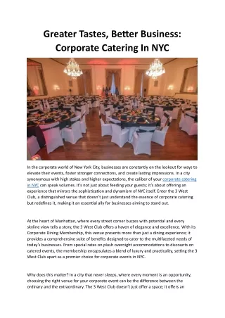 Greater Tastes, Better Business- Corporate Catering In NYC