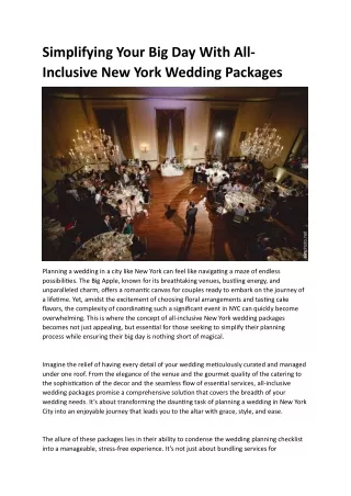 Simplifying Your Big Day With All-Inclusive New York Wedding Packages