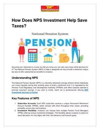 How Does NPS Investment Help Save Taxes