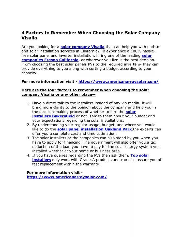 4 factors to remember when choosing the solar