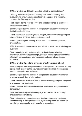 1 what are the six 6 tips in creating effective