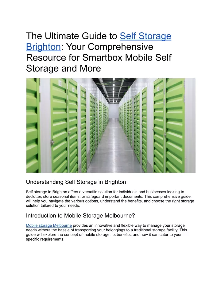 the ultimate guide to self storage brighton your