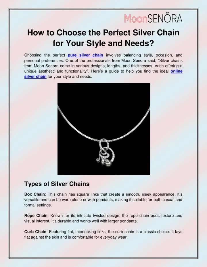 how to choose the perfect silver chain for your