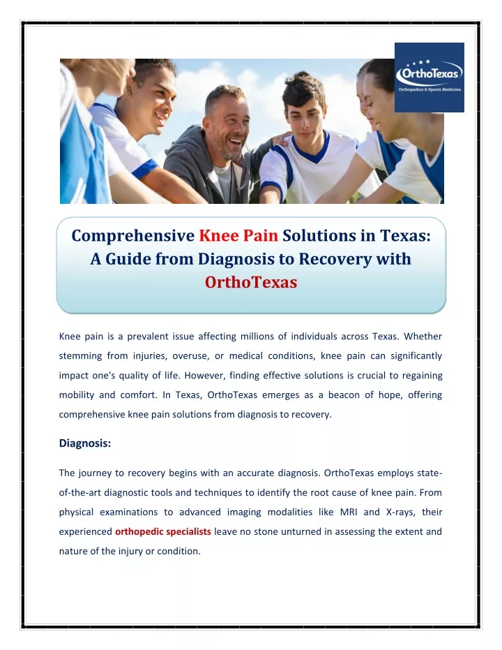 comprehensive knee pain solutions in texas