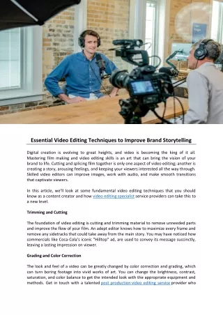 Essential Video Editing Techniques to Improve Brand Storytelling