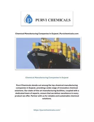Chemical Manufacturing Companies In Gujarat | Purvichemicals.com