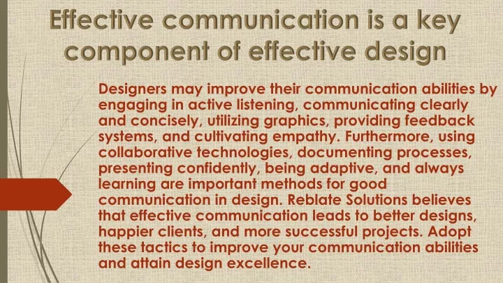 effective communication is a key component of effective design