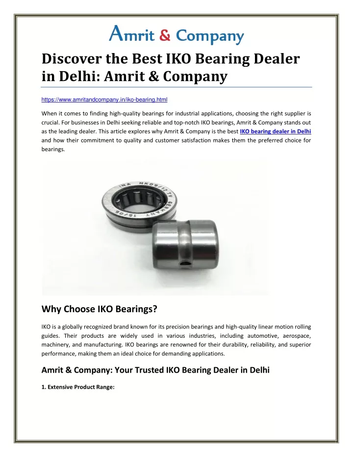 discover the best iko bearing dealer in delhi