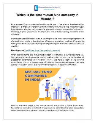 Which is the best mutual fund company in Mumbai