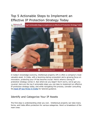 Top 5 Actionable Steps to Implement an Effective IP Protection Strategy Today