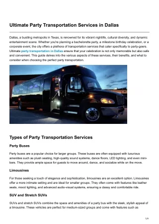 mckinneyviptransportation.blogspot.com-Ultimate Party Transportation Services in Dallas