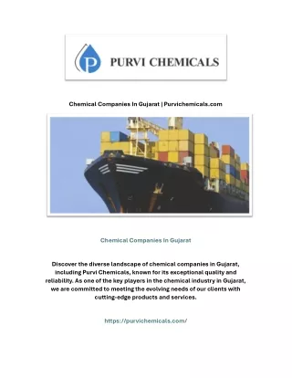 Chemical Companies In Gujarat | Purvichemicals.com