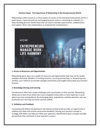 zeeshan hayat the importance of networking