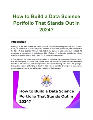 how to build a data science portfolio that stands