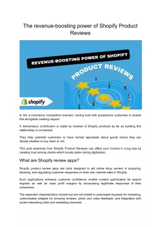 Increasing Revenue The Impact of Shopify Product Reviews