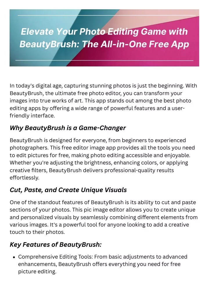 elevate your photo editing game with beautybrush