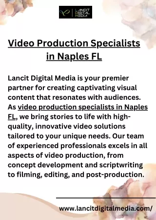 Find the Video Production Specialists in Naples FL