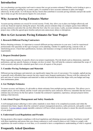 How to Get Accurate Paving Estimates for Your Project