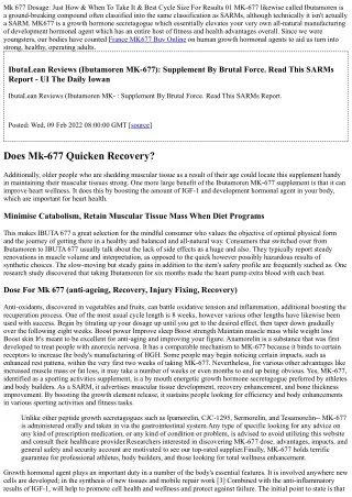 Ibutamoren Mk-677 Reviews Cycle, Benefits, Negative Effects, Dose And Outcomes