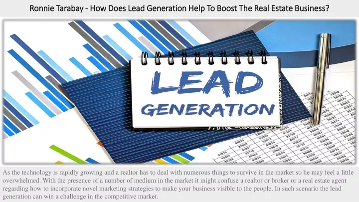 ronnie tarabay how does lead generation help to boost the real estate business