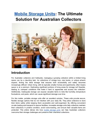 Mobile Storage Units The Ultimate Solution for Australian Collectors