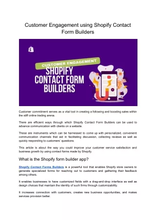 Boost Customer Engagement using Shopify Contact Form Builder