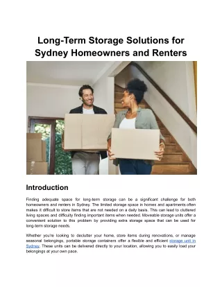 Long-Term Storage Solutions for Sydney Homeowners and Renters