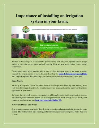 Importance of installing an irrigation system in your lawn