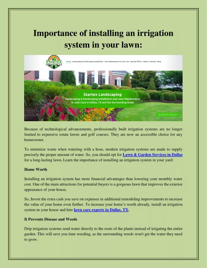 importance of installing an irrigation system