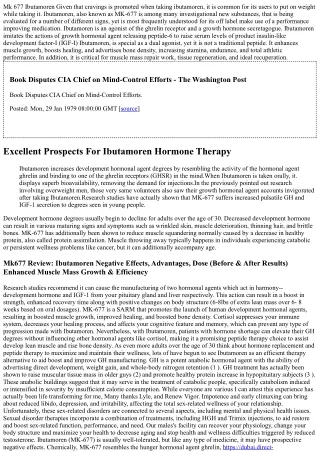 Mk-677, A By Mouth Active Development Hormonal Agent Secretagogue, Turns Around