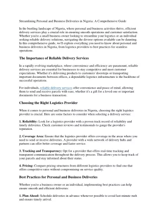 streamlining personal and business deliveries