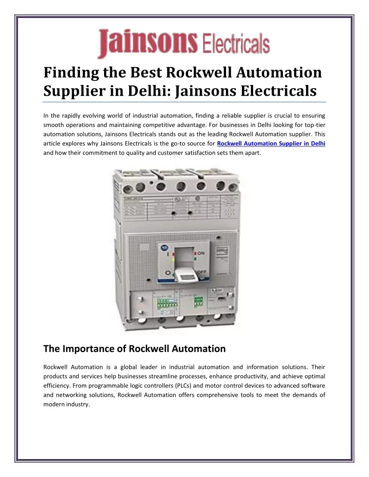 finding the best rockwell automation supplier