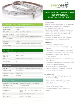 Energy-Efficient 240V RGB LED Strip Light in Perth