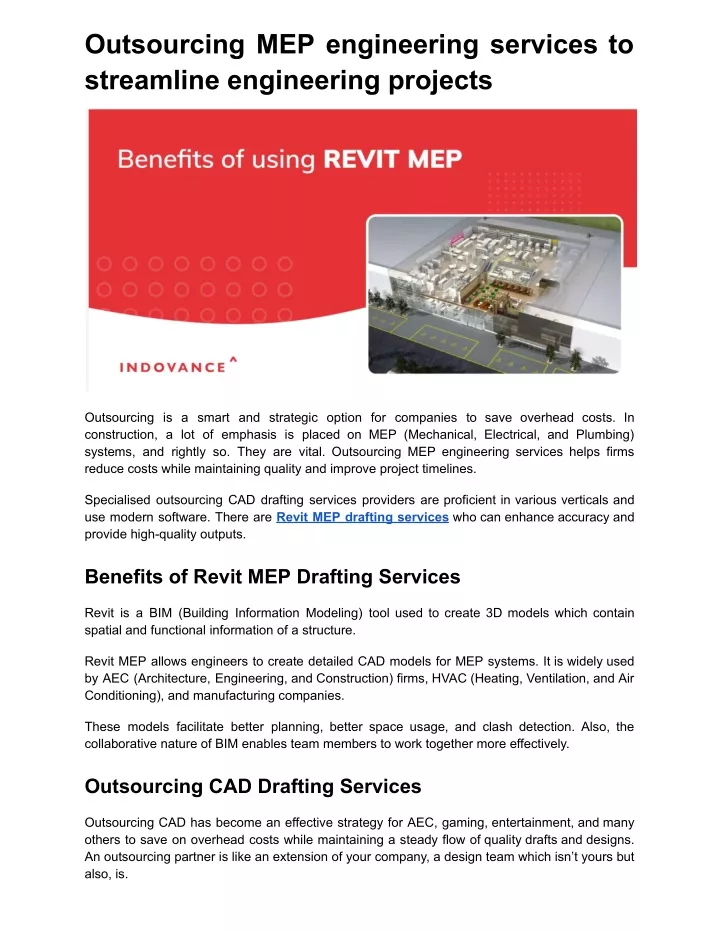 outsourcing mep engineering services