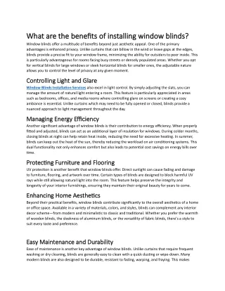 what are the benefits of installing window blinds