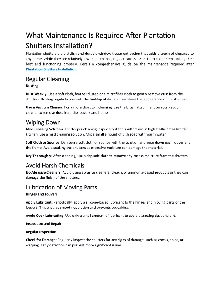 what maintenance is required after plantation