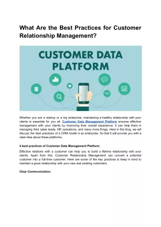 What Are the Best Practices for Customer Relationship Management?