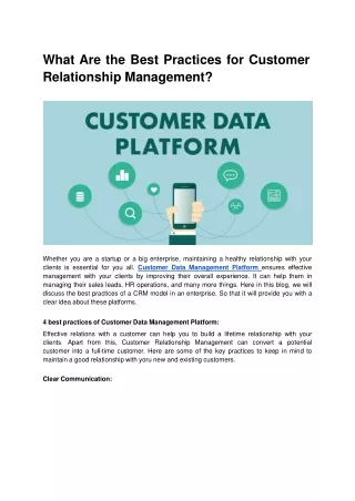 What Are the Best Practices for Customer Relationship Management?