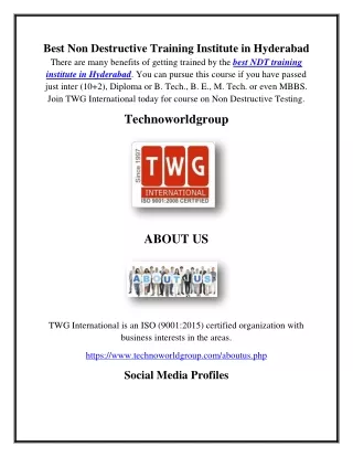 best non destructive training institute