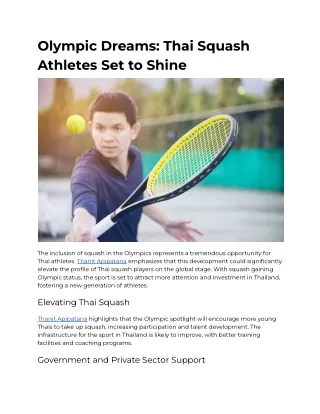 Olympic Dreams_ Thai Squash Athletes Set to Shine
