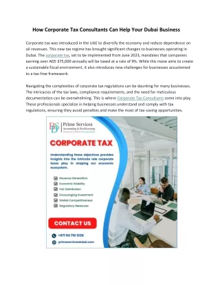 How Corporate Tax Consultants Can Help Your Dubai Business