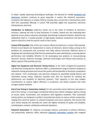 Hardware and Electronics Solutions in London
