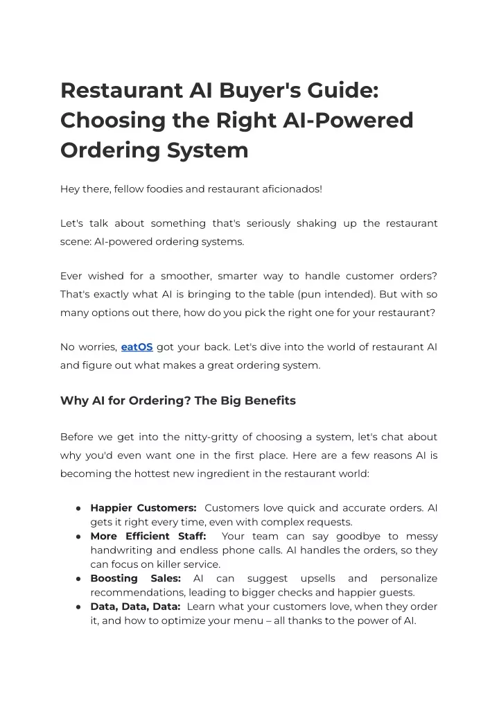 restaurant ai buyer s guide choosing the right