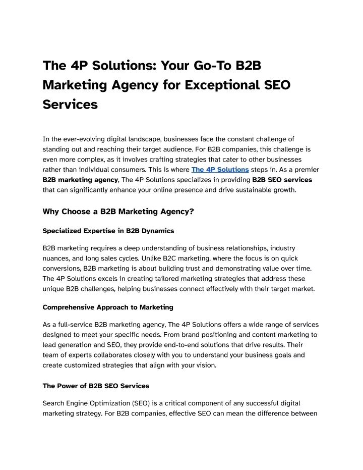 the 4p solutions your go to b2b marketing agency