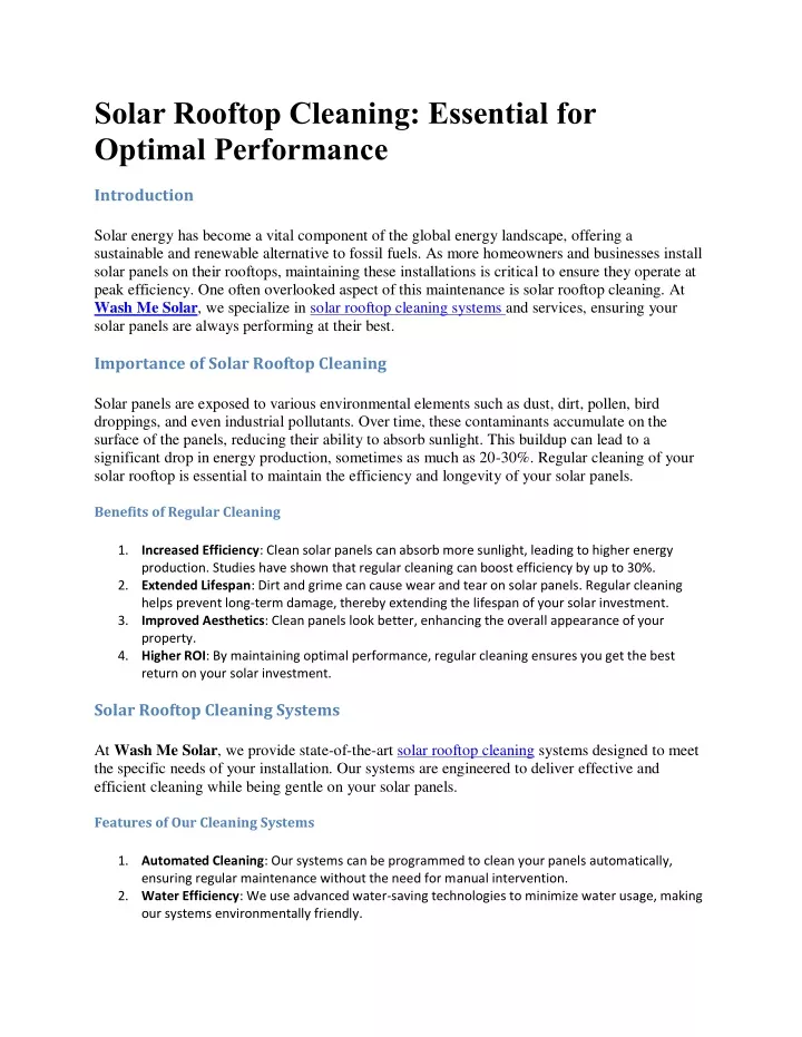 solar rooftop cleaning essential for optimal