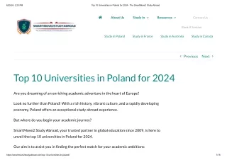 Top 10 Universities in Poland for 2024 - The SmartMove2 Study Abroad