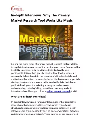 In-depth Interviews Why The Primary Market Research Tool Works Like Magic