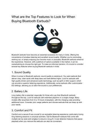 What are the Top Features to Look for When Buying Bluetooth Earbuds