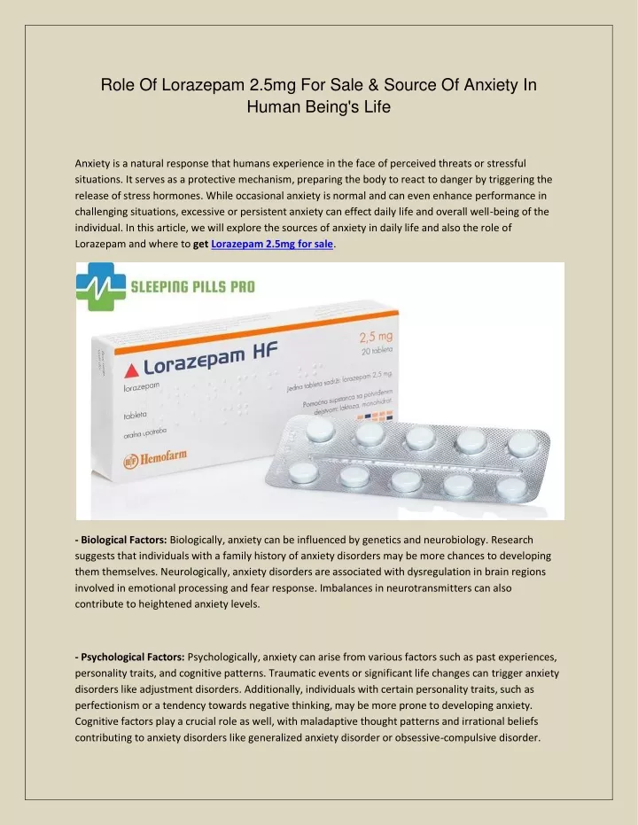 role of lorazepam 2 5mg for sale source