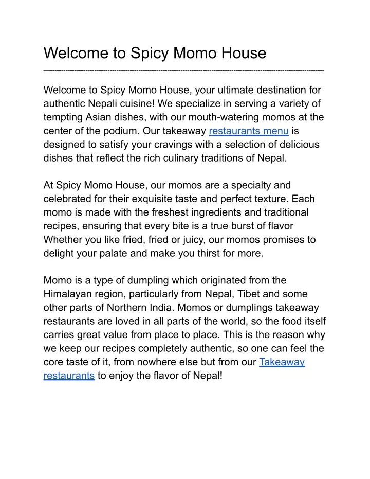 welcome to spicy momo house